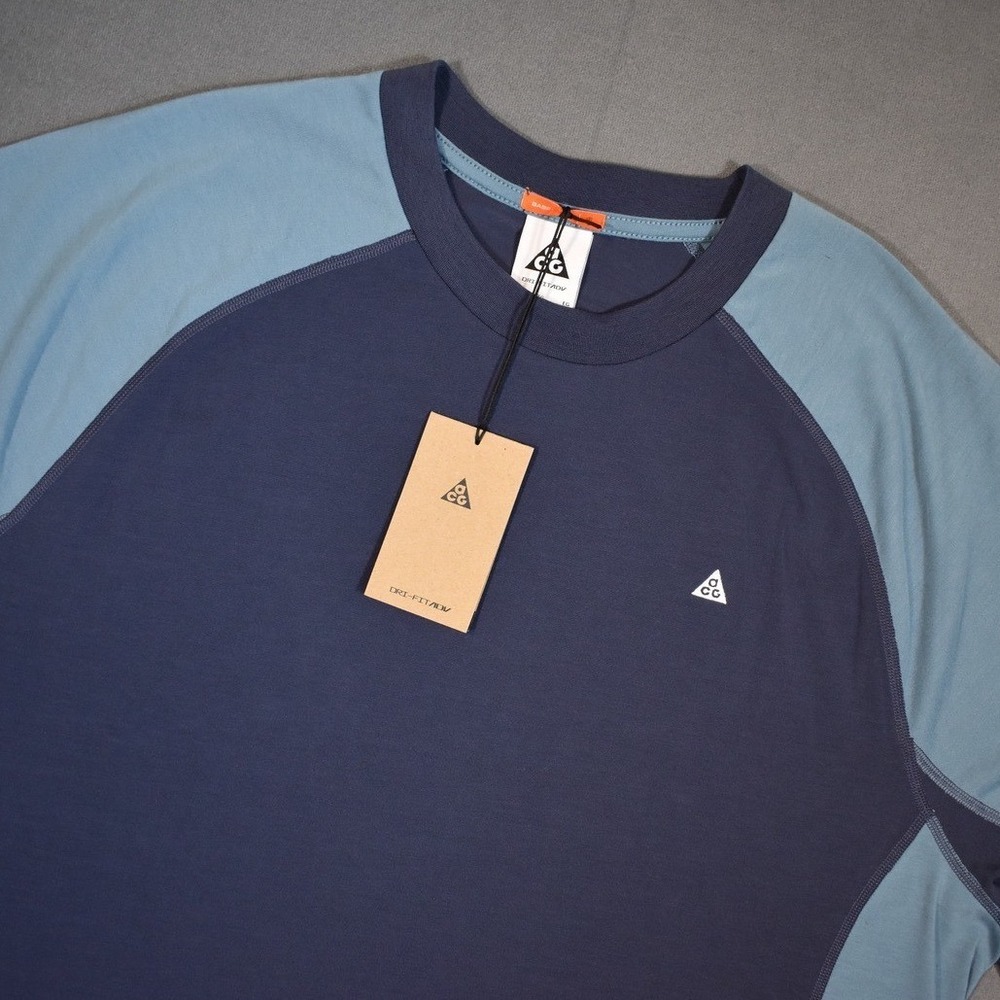 Nike ACG Goat Rocks Color Block Dri-FIT ADV Baseball Tee X-Large Blue Two Tone